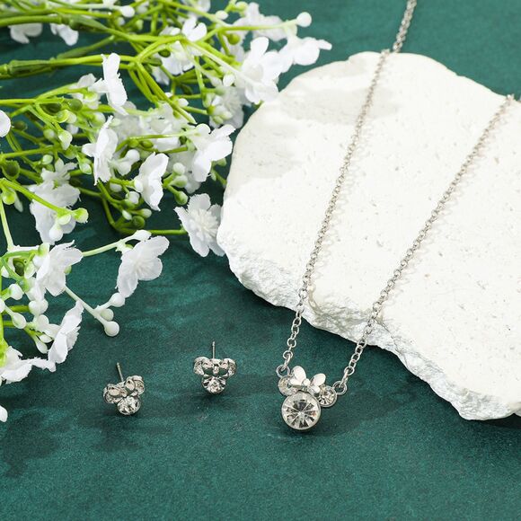Minnie Mouse Sterling Silver Stud Earrings & Necklace Set – Theme Park Exclusive - Picture 6 of 12